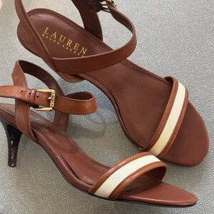 Lauren Ralph Lauren Tan and Cream Heels